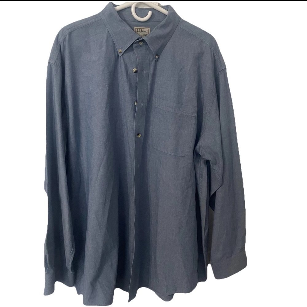 LL Bean Long Sleeve Button Down Blue Shirt Men's XL Style 0 DUG 3 Work Outdoor